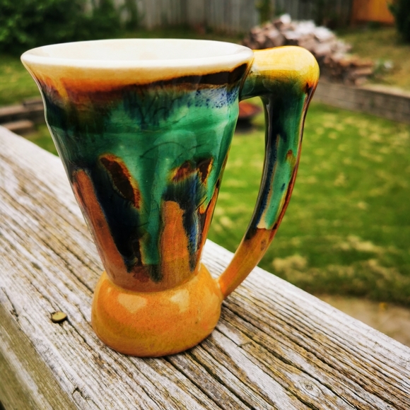 Vintage Wilfrid Roberge Pottery Mulicolour Slip Glaze Mug - Picture 5 of 16